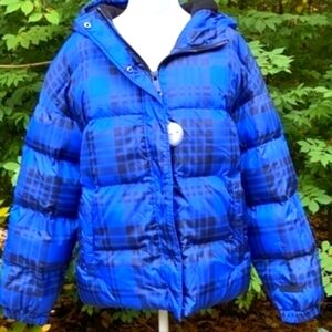 NEW RARE Authentic Juicy Couture Black Label Puffer Ski Coat Blue Tartan Down